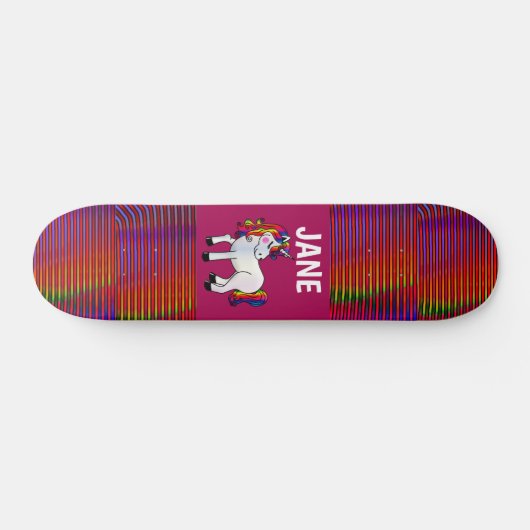 ユニコーンピンクスケートボーカスタムドパーソナライズされた女子 スケートボード (横)