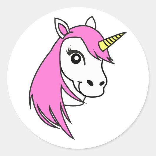 ユニコーンピンクステッカー ラウンドシール (正面)
