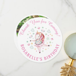 ユニコーンピンクバレリーナ誕生日パーティーありがとう サンキューカード