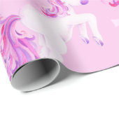 ユニコーンピンクパープパーソナライズされたルの名前と7歳 ラッピングペーパー (ロールコーナー)