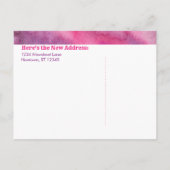 ユニコーンピンクパープルウォーターカラー新しいアドレスカード 案内ポストカード (裏面)