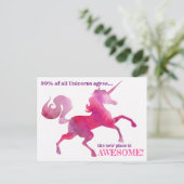 ユニコーンピンクパープルウォーターカラー新しいアドレスカード 案内ポストカード (スタンド正面)