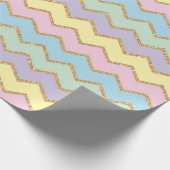 ユニコーンピンクパープルグリッタージグザグガール誕生日 ラッピングペーパー (角)