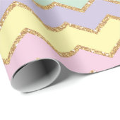 ユニコーンピンクパープルグリッタージグザグガール誕生日 ラッピングペーパー (ロールコーナー)