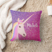 ユニコーンピンクパープルグリッタースパグラデーションークル クッション (ブランケット)