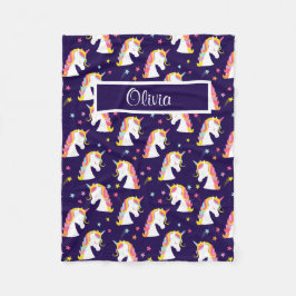 ユニコーンピンクパープルベビー名 フリースブランケット