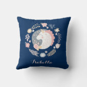 ユニコーンピンクブルーかわいいパーソナライズされた名前 クッション (裏面)