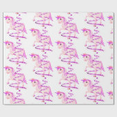ユニコーンピンクホワイトクリスマスツリーかわいい女の子 ラッピングペーパー (フラット)