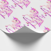 ユニコーンピンクホワイトクリスマスツリーかわいい女の子 ラッピングペーパー (角)