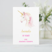 ユニコーンピンクホワイトハッピーバースデー カード (スタンド正面)