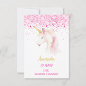 ユニコーンピンクホワイトハッピーバースデー カード (正面)