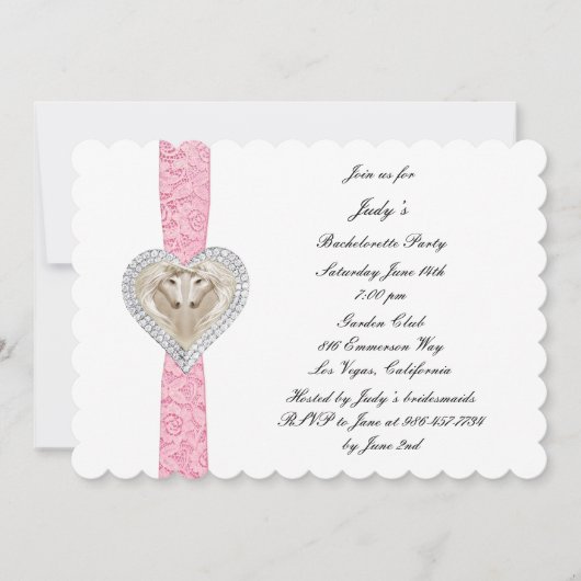 ユニコーンピンクレースバチェロレッテ招待状 招待状 (正面)