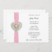 ユニコーンピンクレースブライダルシャワー招待 招待状 (正面/裏面)