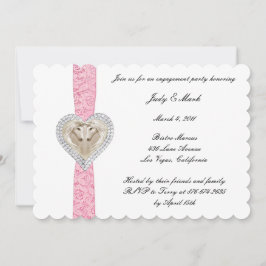 ユニコーンピンクレース婚約パーティ招待状 招待状