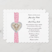 ユニコーンピンクレース結婚式招待状 招待状 (正面/裏面)