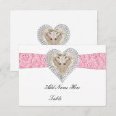 ユニコーンピンクレース テーブルプレイスカード 招待状 (正面/裏面)