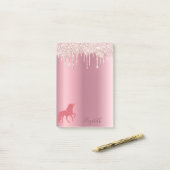 ユニコーンピンクローズ金ゴールドグリッタードリップメタリック名 ポストイット (デスク上)