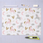 ユニコーンピンク灰色の魔法のかわいいボホガーリーパターン 薄葉紙 (クラフト)