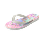 ユニコーンピンク紫のグリッタードリップス名の女の子 キッズビーチサンダル (アングル)