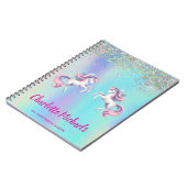 ユニコーンピンク紫ホログラフィック新学期 ノートブック (左側)