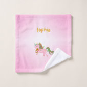 ユニコーンピンク金ゴールドガーリースポット バスタオルセット (ウォッシュタオル)