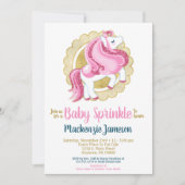 ユニコーンピンク金ゴールドガールズベビー振りかける招待状 招待状 (正面)