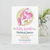 ユニコーンピンク金ゴールドガールズベビー振りかける招待状 招待状 (スタンド正面)