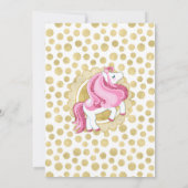 ユニコーンピンク金ゴールドガールズベビー振りかける招待状 招待状 (裏面)