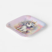 ユニコーンピンク金ゴールドグリッターガール誕生日 ペーパープレート (傾斜あり)