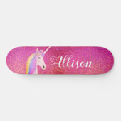 ユニコーンピンク金ゴールドグリッターキラキラパーソナライズされた スケートボード (横)