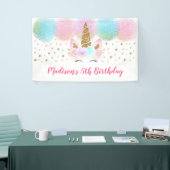 ユニコーンピンク金ゴールドレインボーガール誕生日 横断幕 (トレードショー)