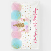 ユニコーンピンク金ゴールドレインボーガール誕生日 横断幕 (縦)