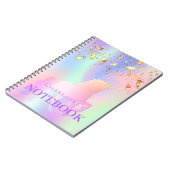 ユニコーンピンク金ゴールド星ホログラフィック名 ノートブック (左側)