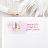 ユニコーンピンク金ゴールド誕生日アドレス ラベル (インサイチュ)