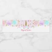 ユニコーンピンク金ゴールド誕生日 ペットボトルラベル (シングルラベル)