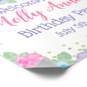 ユニコーンピンク&金ゴールドバースデーパーティーへようこそ ポスター (角)