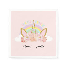 ユニコーンピンク&金ゴールドパーティーナプキン