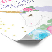 ユニコーンピンク&金ゴールドベビーシャワーへようこそ ポスター (角)