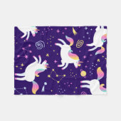ユニコーンファンクラブパターンかわいい フリースブランケット (正面(横))
