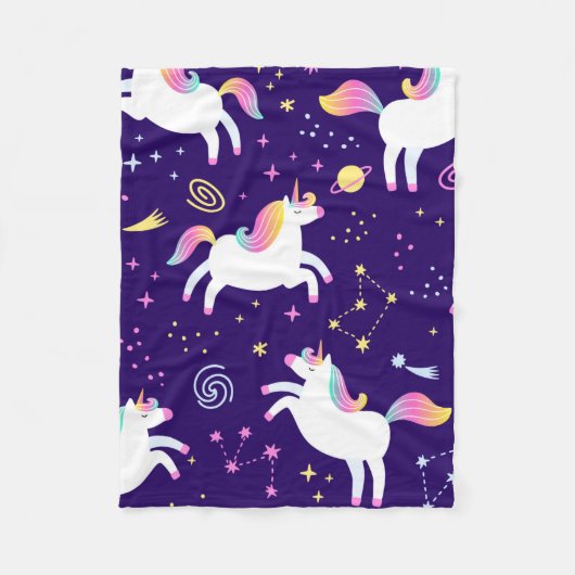 ユニコーンファンクラブパターンかわいい フリースブランケット (正面)
