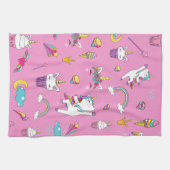 ユニコーンファンクラブパターンピンク キッチンタオル (横)