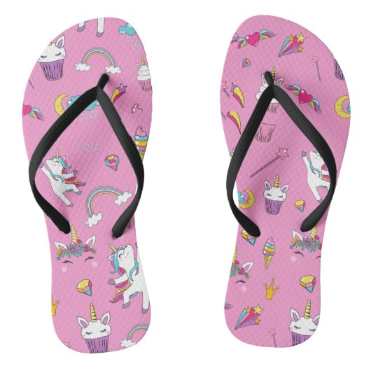ユニコーンファンクラブパターンピンク ビーチサンダル (ソール)