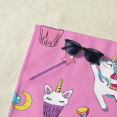 ユニコーンファンクラブパターンピンク ビーチタオル (インサイチュ)