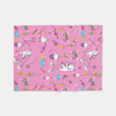 ユニコーンファンクラブパターンピンク フリースブランケット (正面(横))