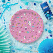 ユニコーンファンクラブパターンピンク ペーパープレート (パーティー)