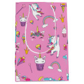 ユニコーンファンクラブパターンピンク ミディアムペーパーバッグ (正面)