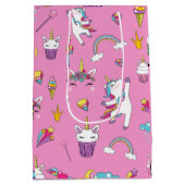 ユニコーンファンクラブパターンピンク ミディアムペーパーバッグ (裏面)