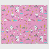 ユニコーンファンクラブパターンピンク ラッピングペーパー (フラット)