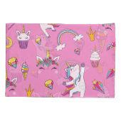 ユニコーンファンクラブパターンピンク 枕カバー (裏面-左)