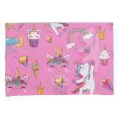 ユニコーンファンクラブパターンピンク 枕カバー (正面右)